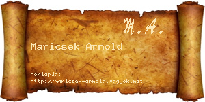 Maricsek Arnold névjegykártya